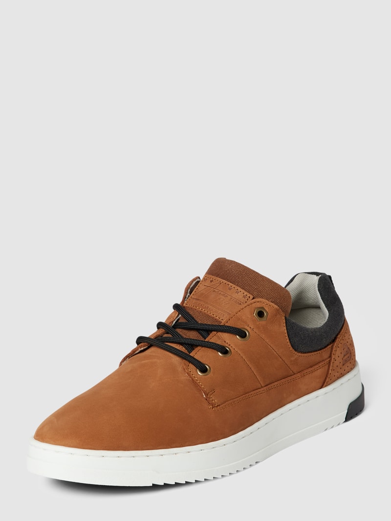 Schnürschuhe mit Label-Details in cognac