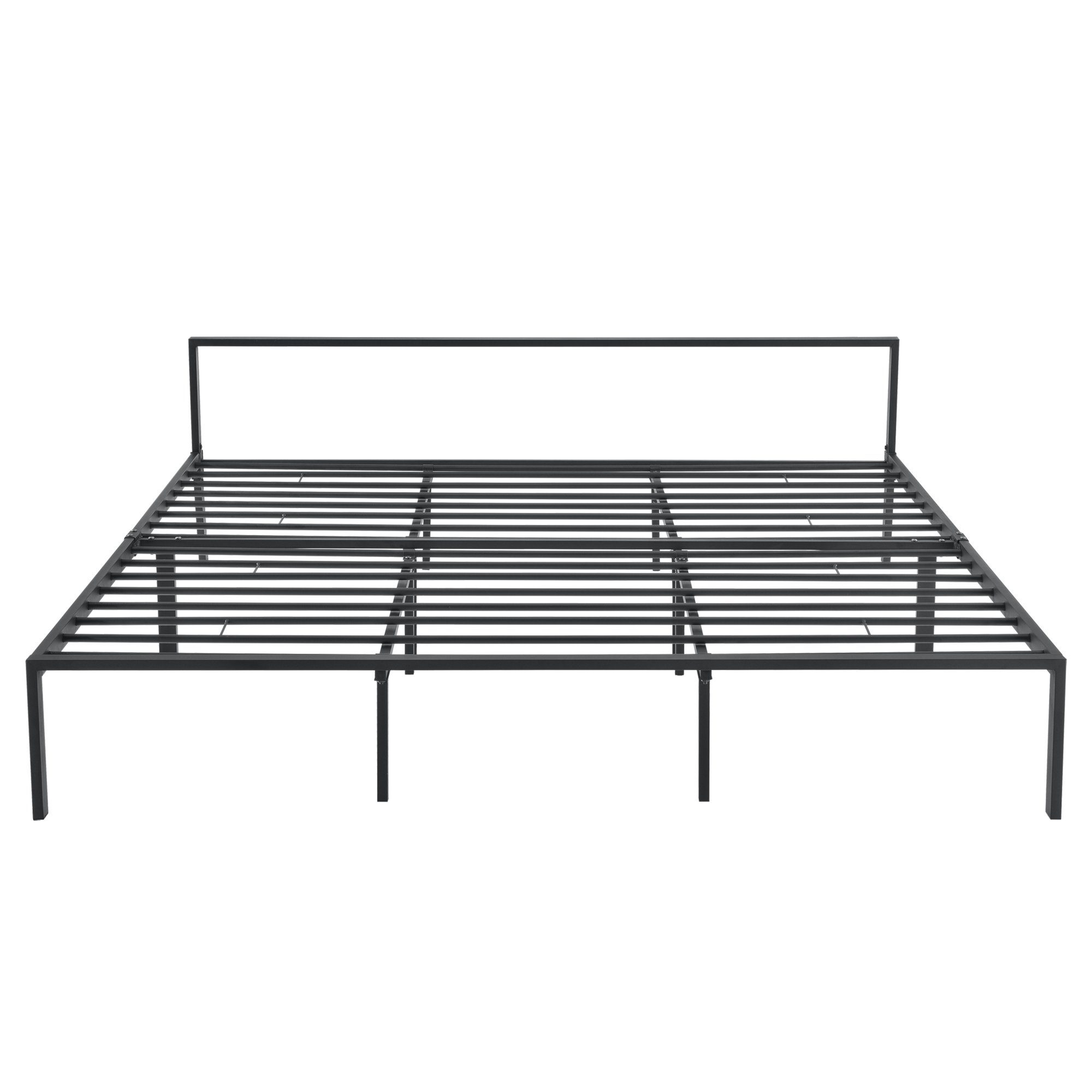 en.casa Metallbett, Imatra Bettgestell mit Kaltschaummatratze 180 x 200 cm Schwarz