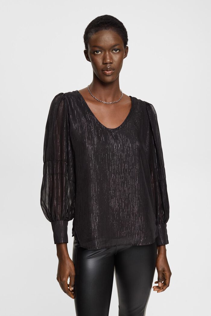 Bluse aus Lamee mit Ballonärmeln