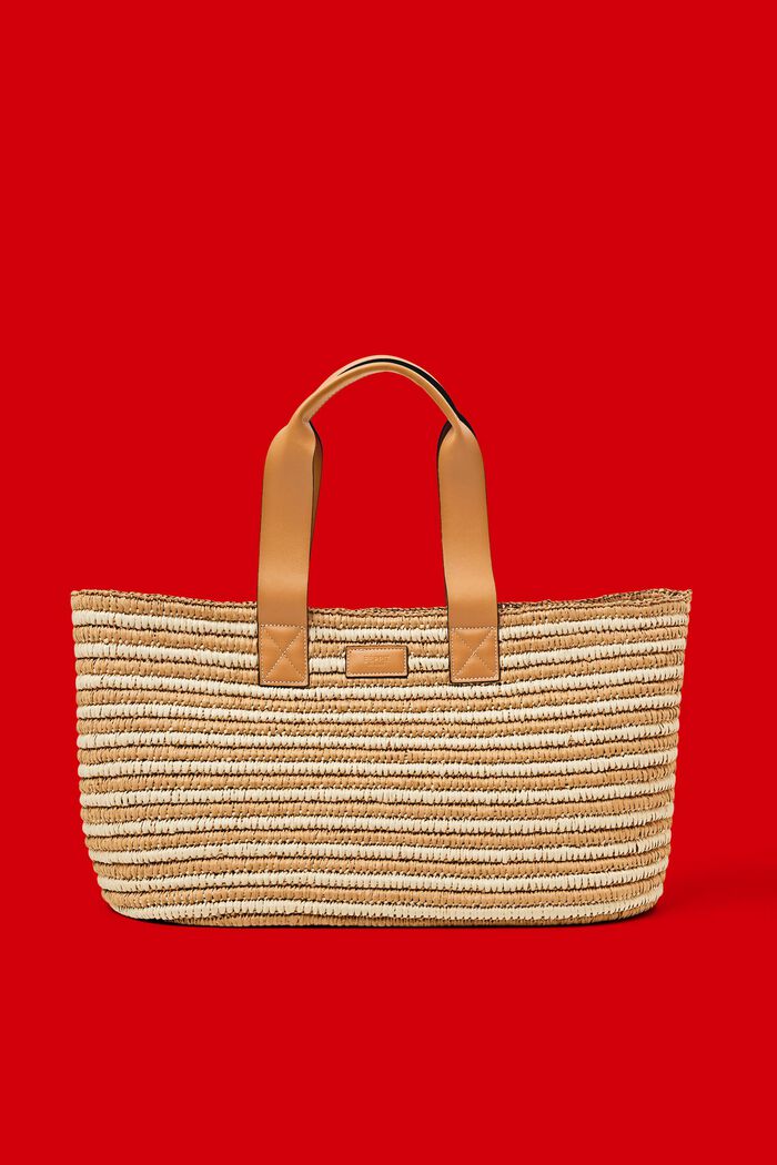 Basttasche mit Details in Lederoptik