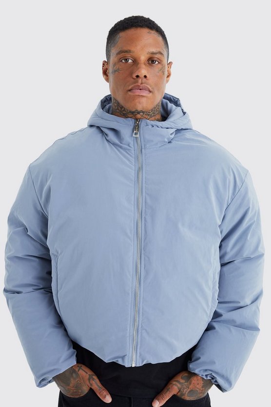 Kastige Nylon-Steppjacke mit Kapuze