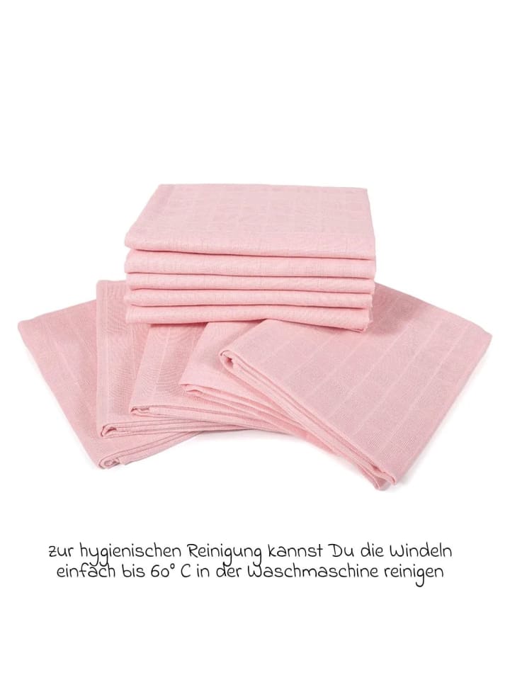 Makian Mullwindel / Mulltuch 10er Pack 80 x 80 cm - Puder in rosa günstig kaufen onesize