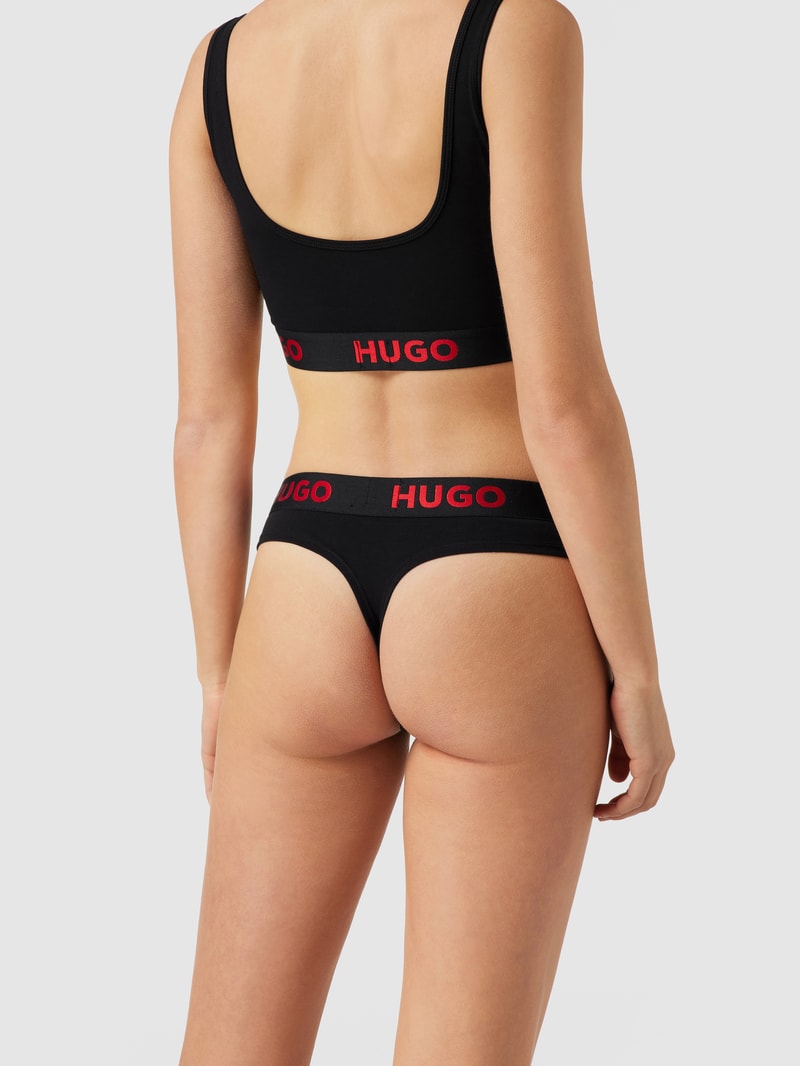 String mit Logo-Bund in schwarz