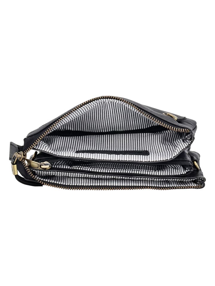 HIDE & STITCHES Leder-Umhängetasche in Schwarz - (B)21 x (H)12 x (T)2 cm günstig kaufen onesize