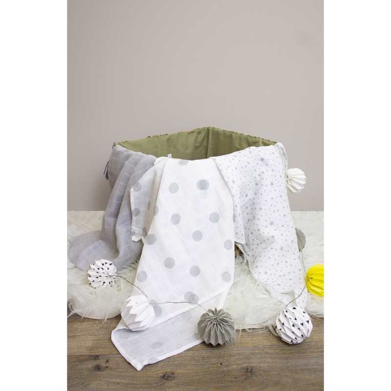 Set de 3 langes Coton Bio imprimés