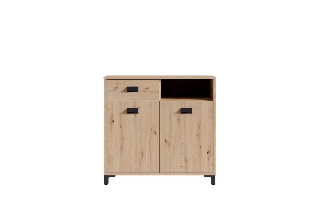 byLiving WELLNESS Kommode, Breite 80 cm, Eiche-Optik, Alu/Kunststoff schwarz