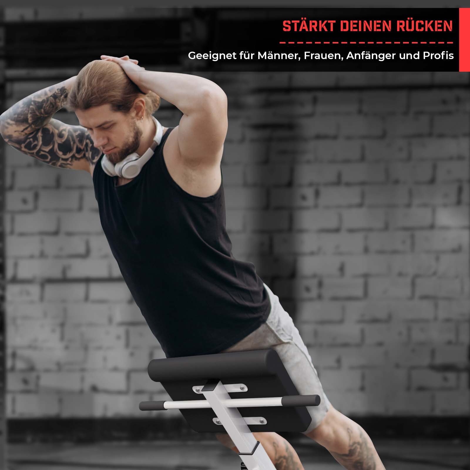 Physionics Rückentrainer Hyperextension Rückentrainer - klappbar, höhenverstellbar, 45°,120 kg