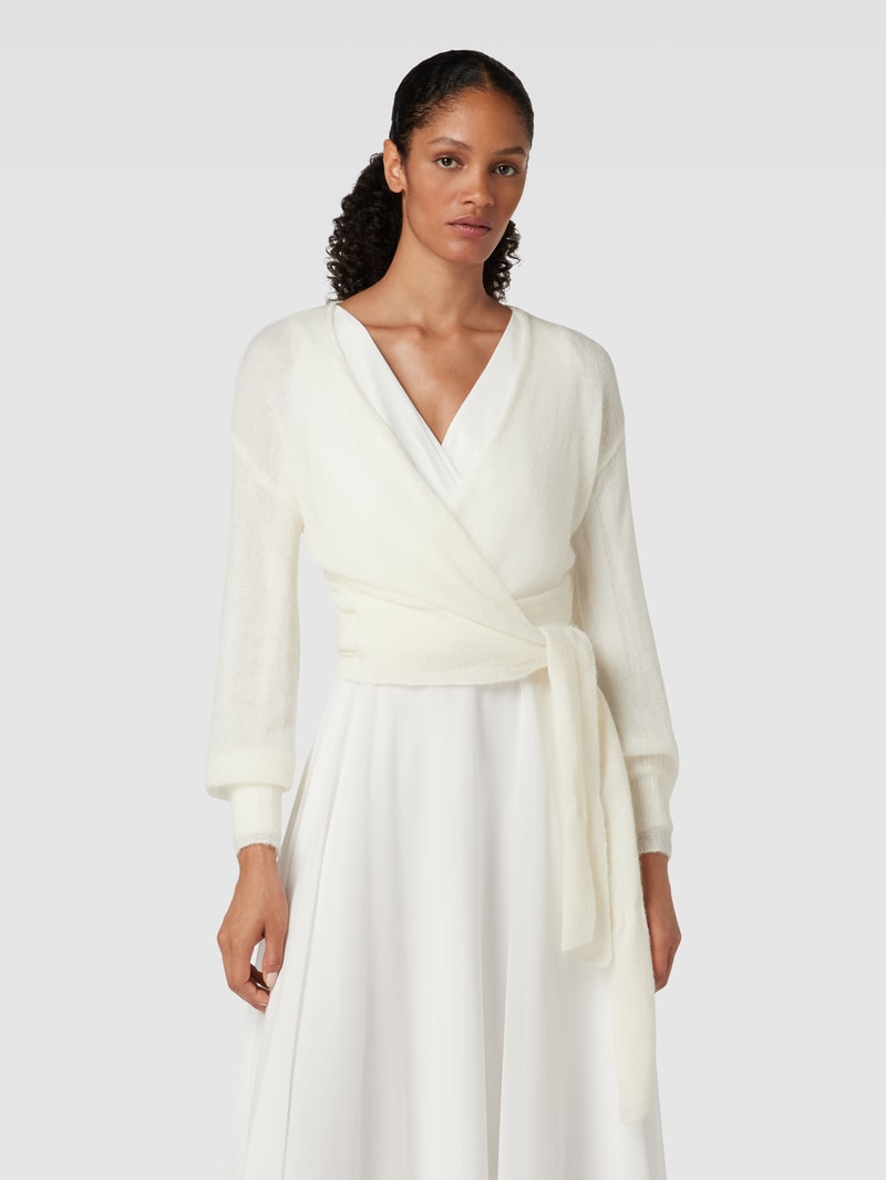 Strickjacke in Wickel-Optik mit Woll-Anteil in offwhite