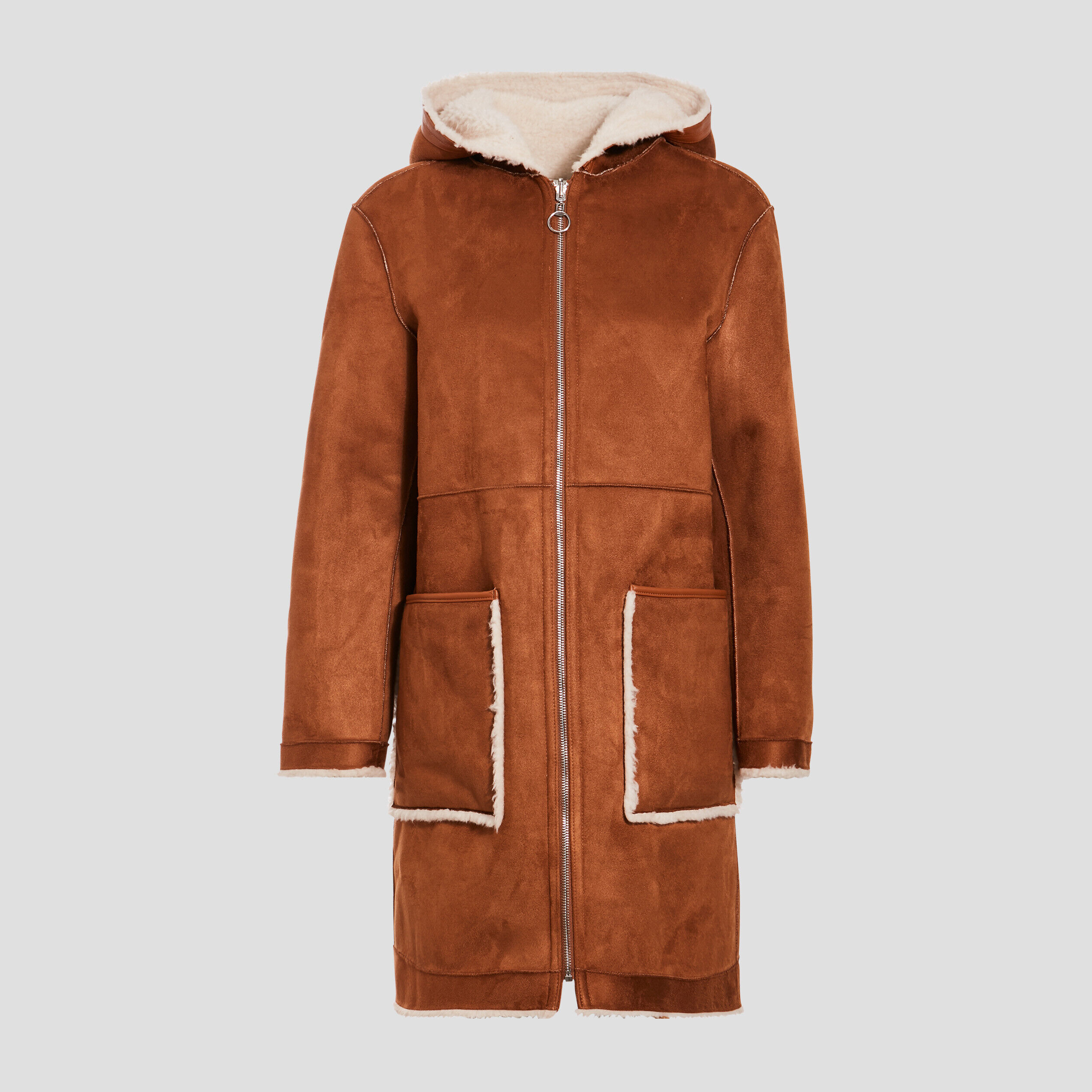 Manteau droit réversible camel femme | Cache Cache