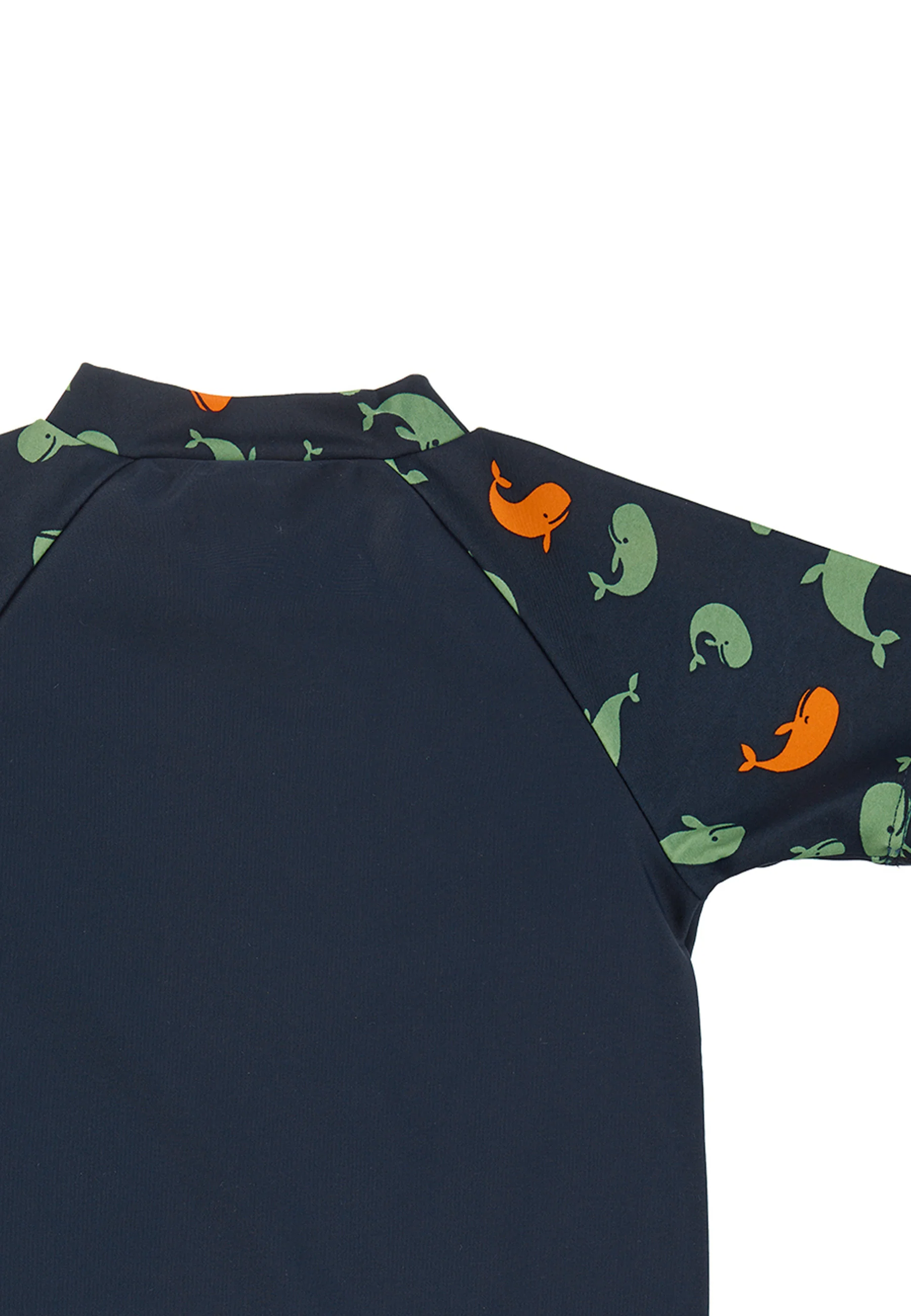 Kurzarm-Schwimmshirt in Marine mit Motiv Wale