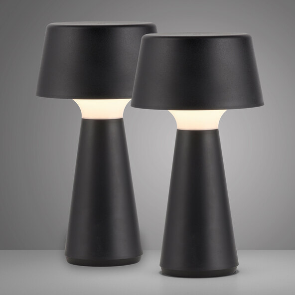 LED-Akku-Tischleuchte Lepa, 2er Set, schwarz