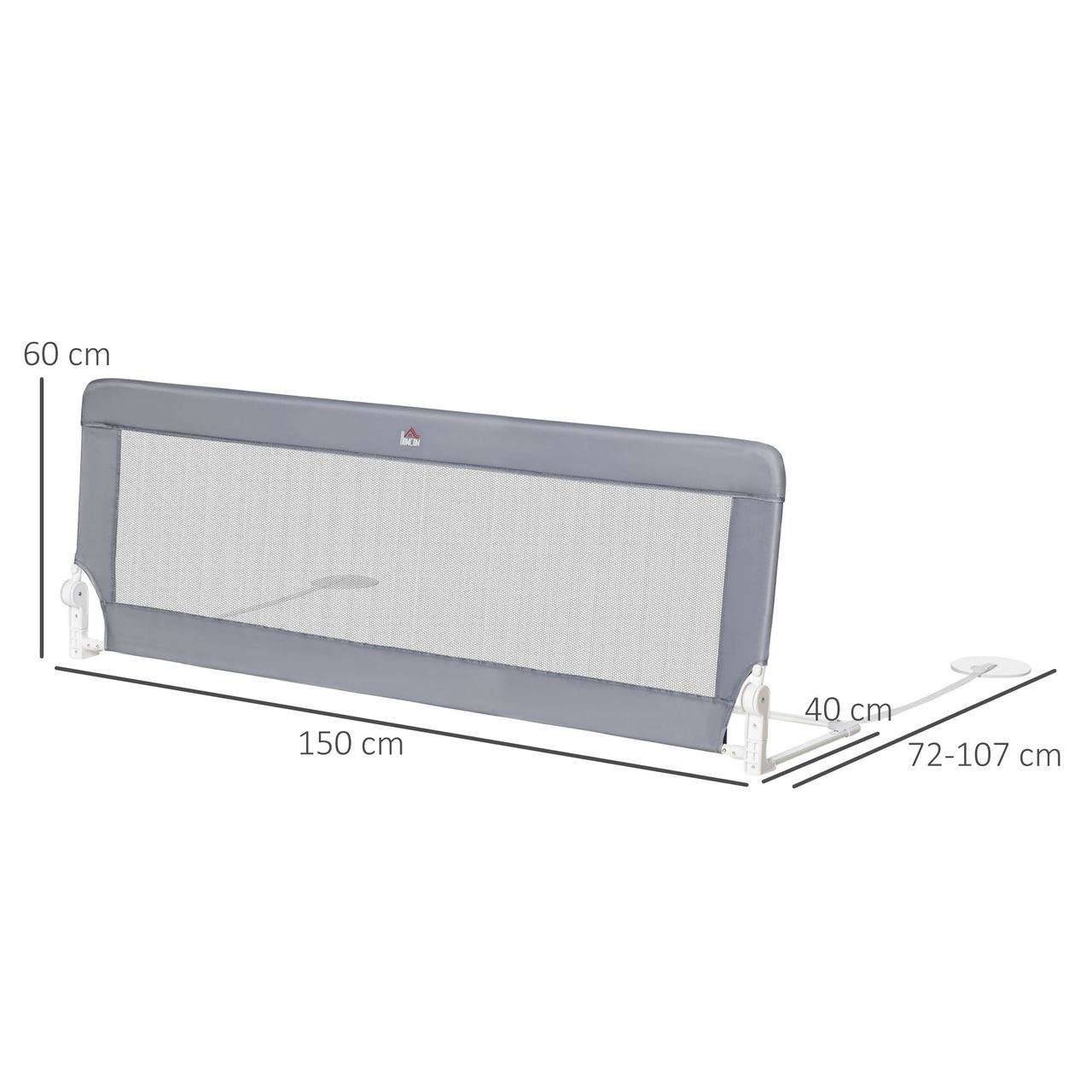 HOMCOM Bettgitter 150 cm Bettschutzgitter Kinderbettgitter Abnehmbar Grau