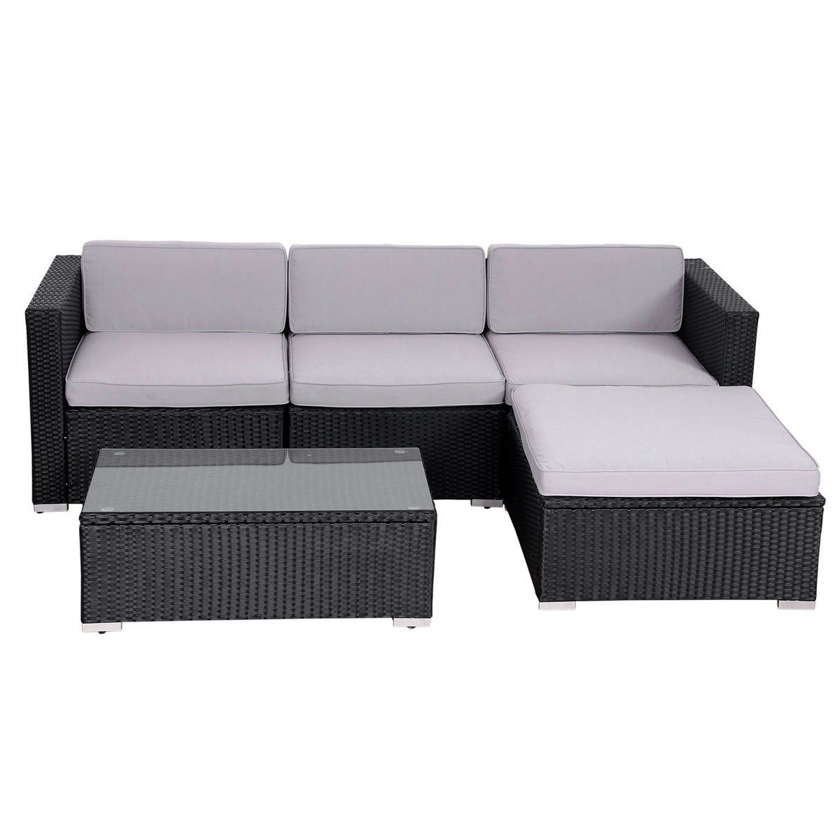 SVITA Loungeset CALIFORNIA, (Gartenlounge, 5-tlg., Poly-Rattan), Ecksofa, Bezüge abnehmbar, Wetterfest, UV-Lichtbeständig