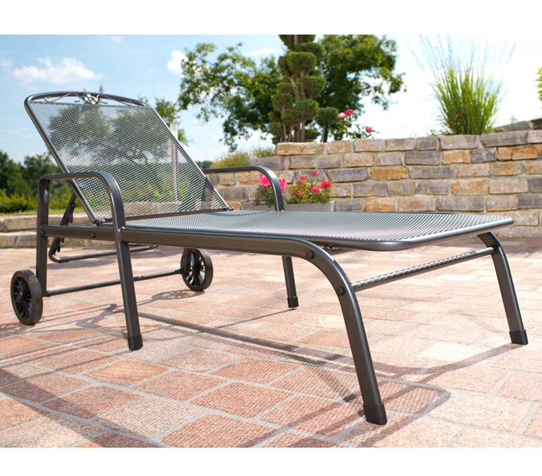 MWH Gartenliege Gartenliege Savoy, 187 x 81 x 52 cm, Gartenliege mit verstellbarem Kopfteil in verspielt-nostalgischem Design
