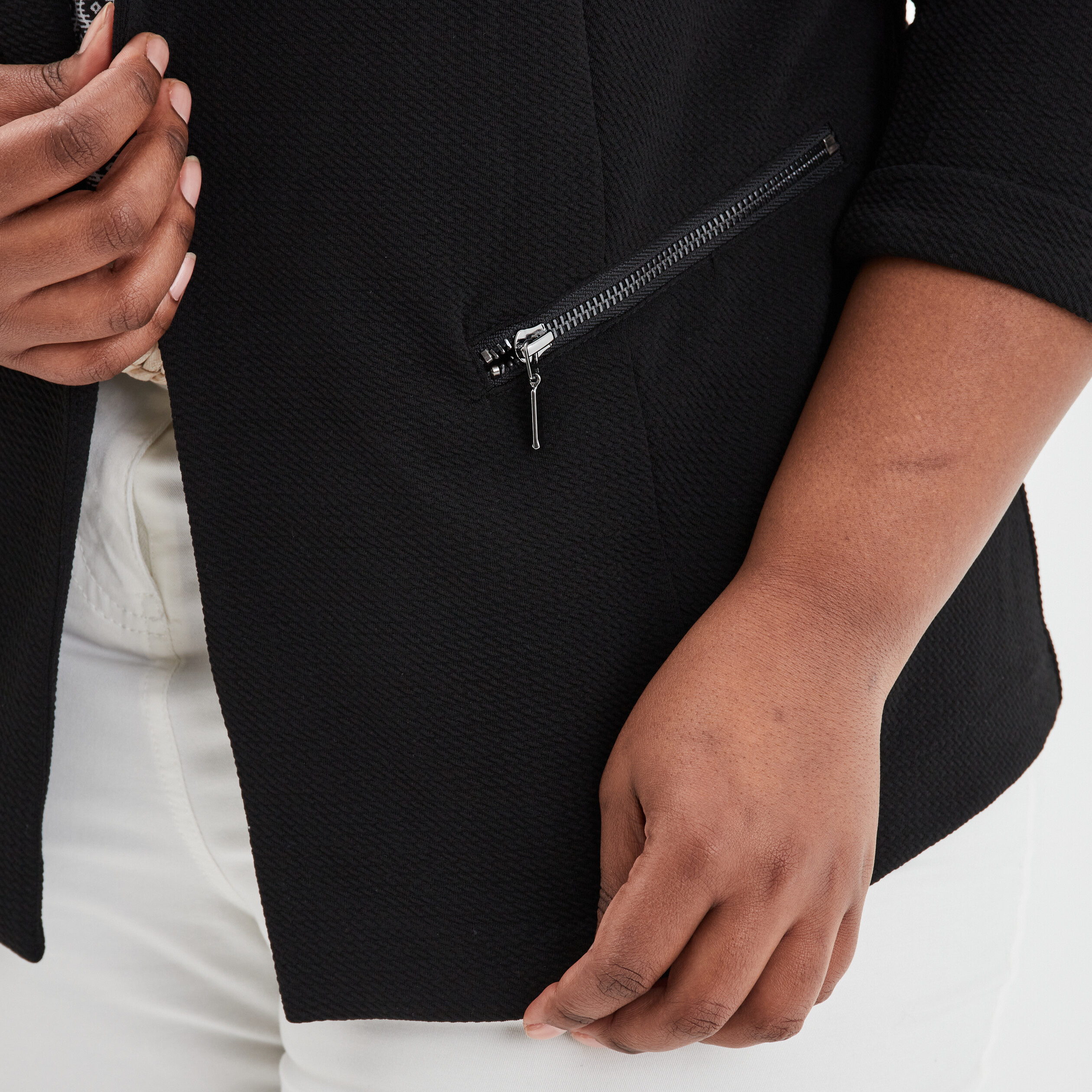 Veste ajustée manches 3 4 noir femme grande taille | La Halle