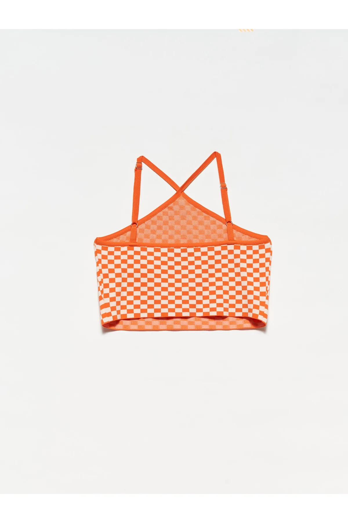 Dilvin  10185 Tanktop mit Kreuzträgern vorne – Orange