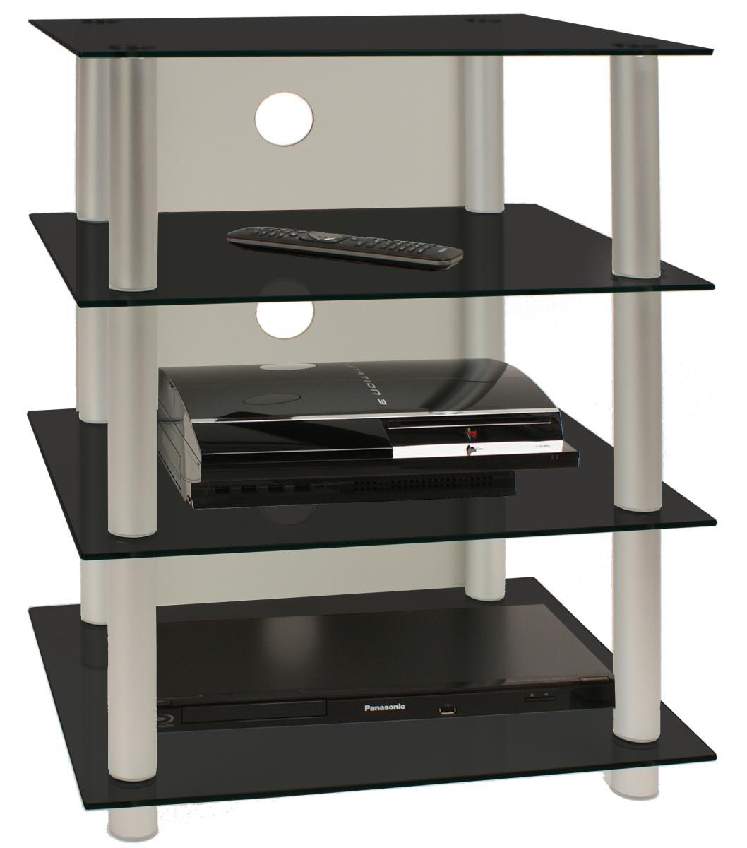 VCM my media Hifi-Möbel Blados Silber/Schwarzglas