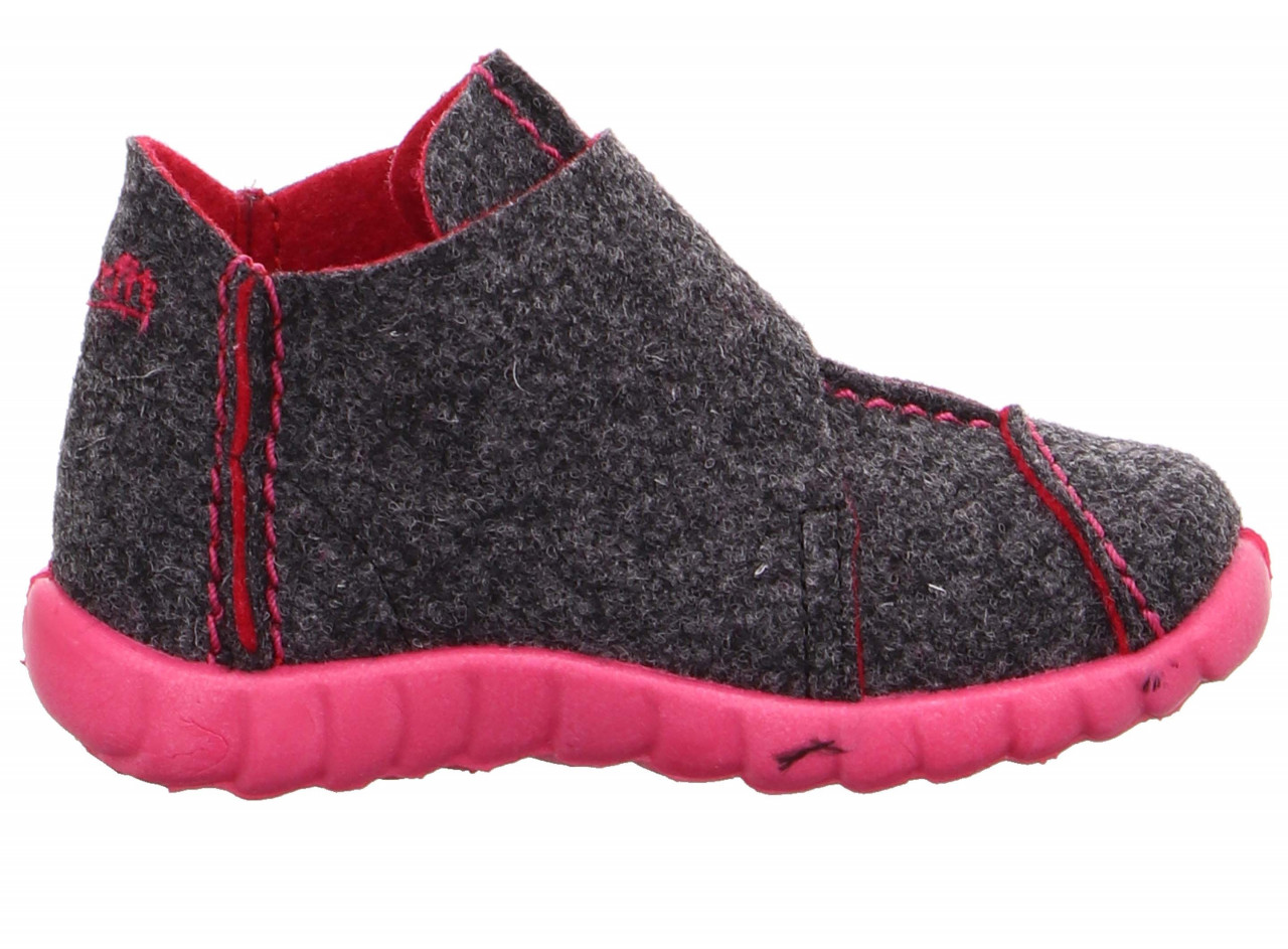 HAPPY - Grau/Pink Hausschuh mit Klettverschluss