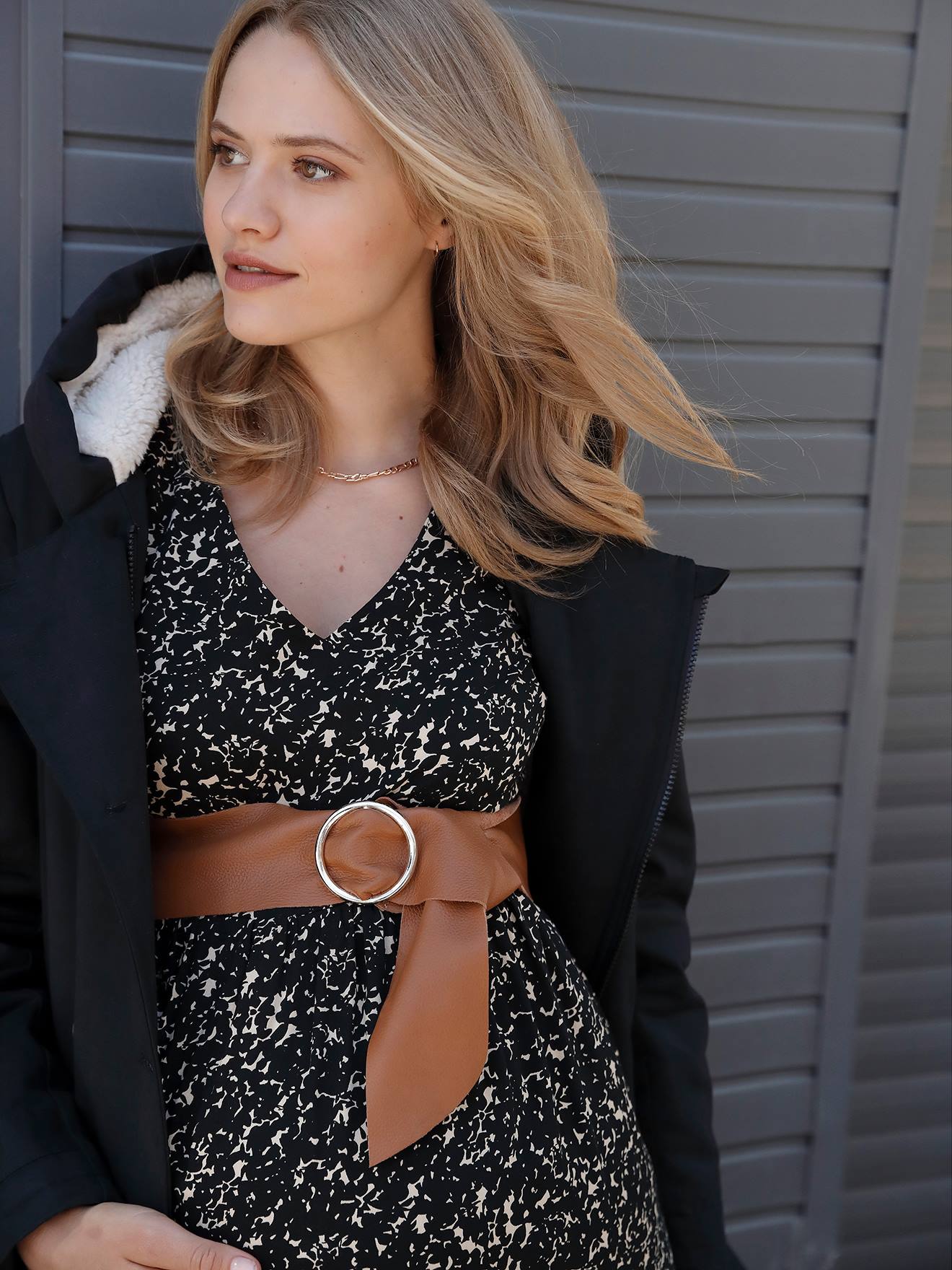 Ceinture maternité en cuir camel