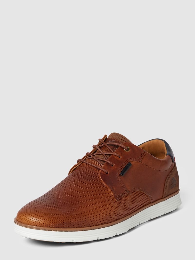 Schnürschuhe mit Strukturmuster in cognac