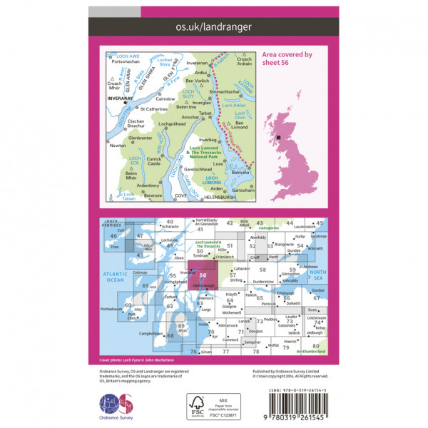 Ordnance Survey - Loch Lomond / Inveraray L056 - Wanderkarte