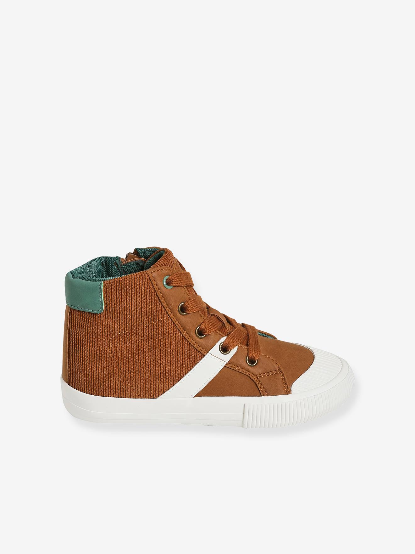 Vertbaudet Jungen High-Sneakers, Schnürung und Reißverschluss - braun