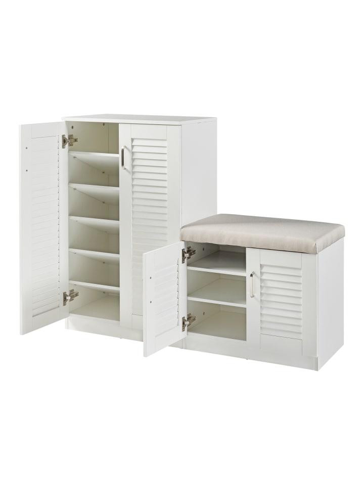 en.casa Schuhschrank Løten in Weiß (H)97cm (B)120cm günstig kaufen onesize