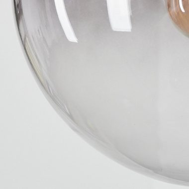 hofstein Hängeleuchte Arola runde Hängelampe aus Metall in chrom, ohne Leuchtmittel, mit Schirm Rauchglas, E27