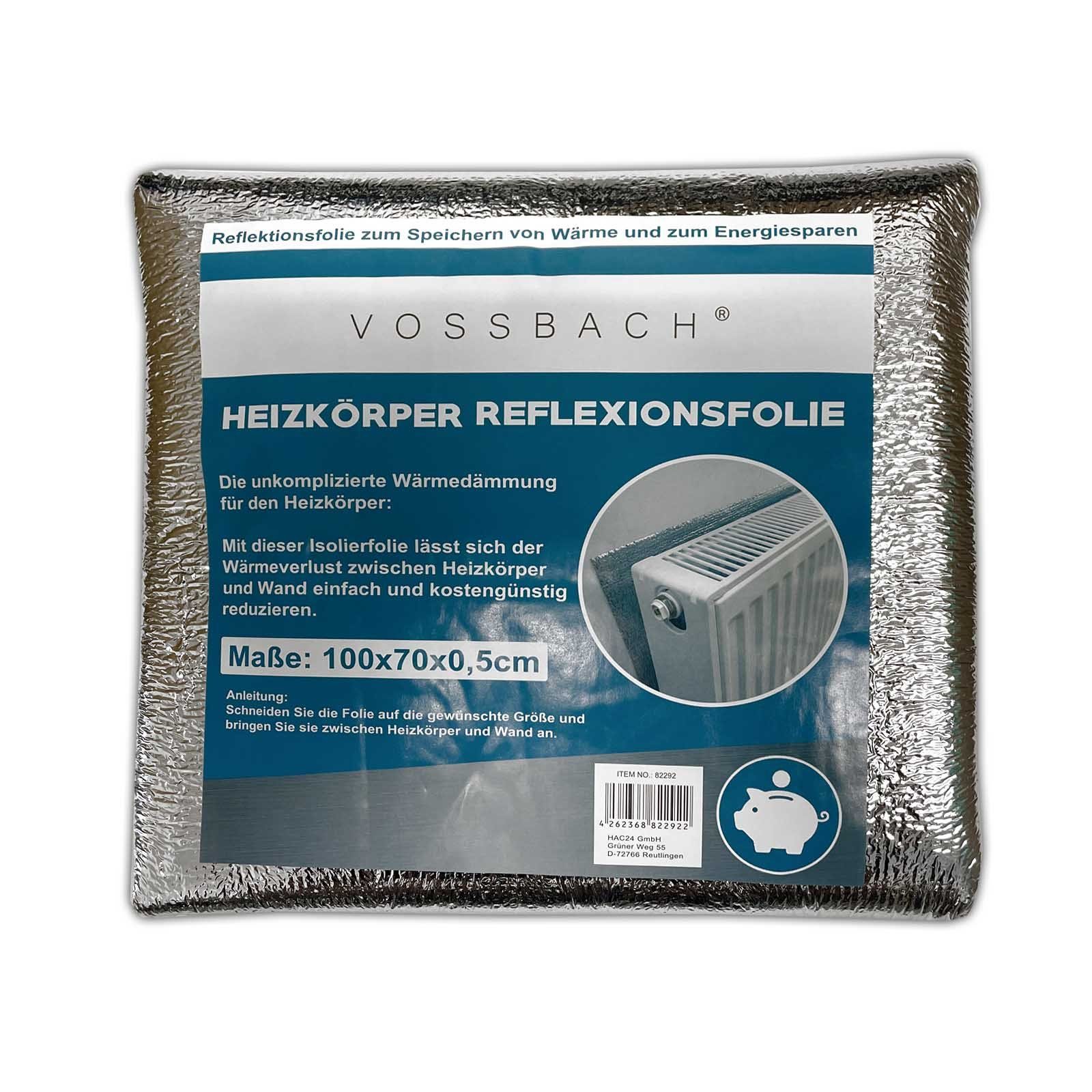 VOSSBACH Heizkörperreflexionsfolie Heizkörper Reflexionsfolie Heizung Isolierfolie Isoliermatte, 5,00 mm Stärke, (1-St), 100 x 70 cm Zuschneidbar