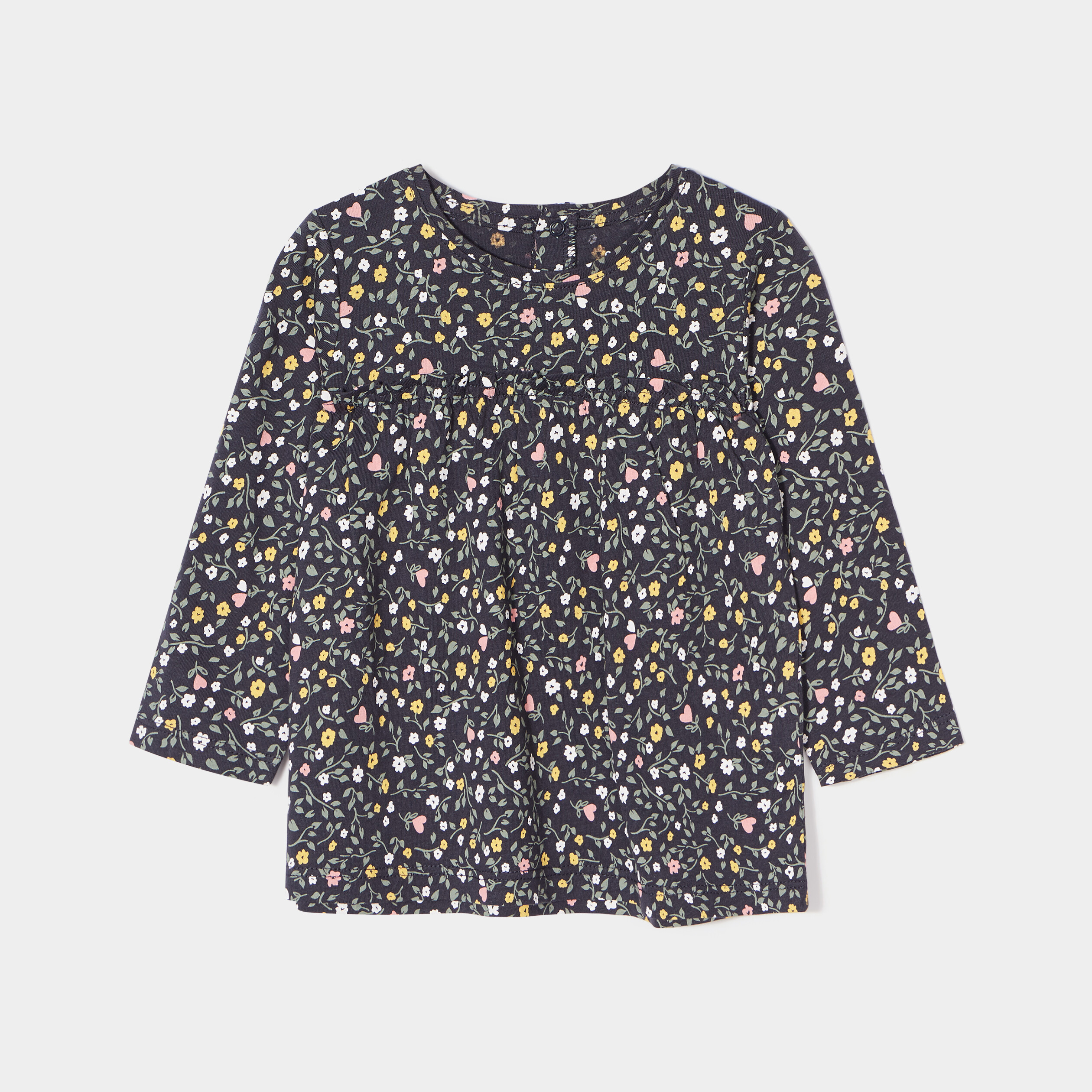T-shirt ample manches longues coton gris foncé bébé fille | La Halle