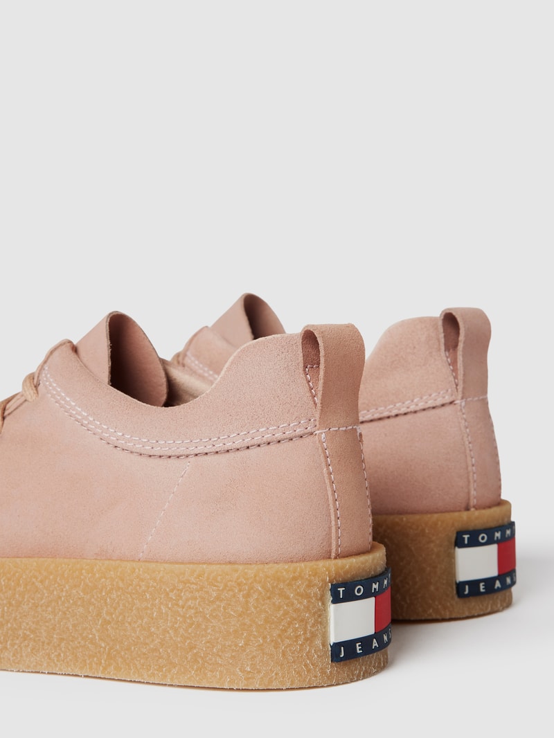 Halbschuhe aus echtem Leder mit Plateausohle in rosé