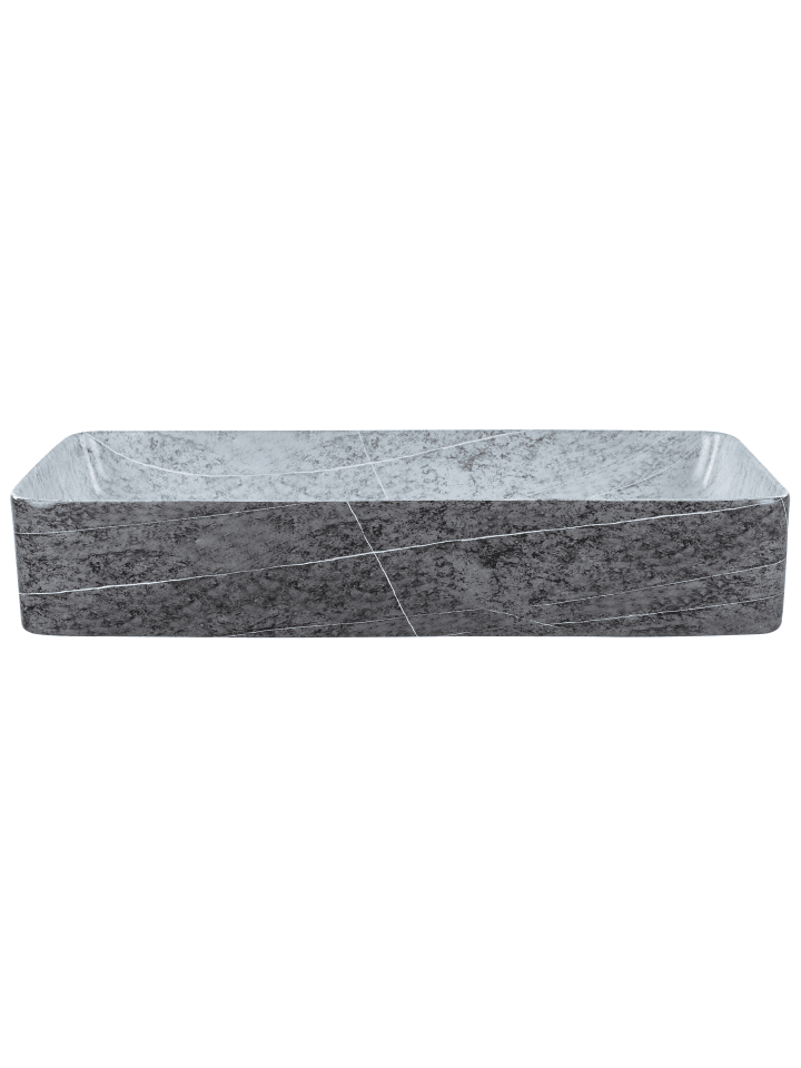 Beliani Waschbecken ARTAJ in Grau/Schwarz - (W) 61 x (H) 11 x (L) 35 cm günstig kaufen onesize
