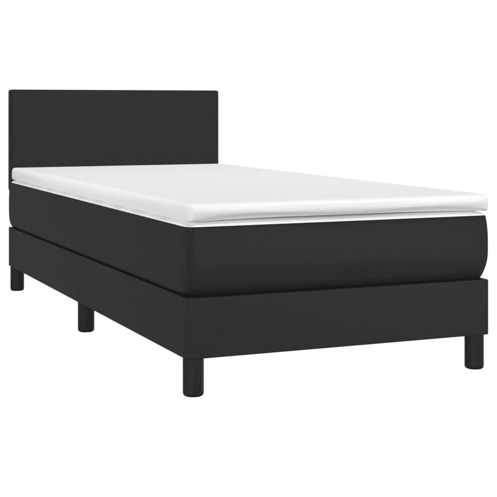 vidaXL Bett Boxspringbett mit Matratze & LED Schwarz 80x200 cm Kunstleder