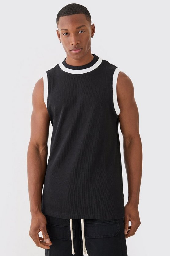 Colorblock Tanktop in Waffeloptik