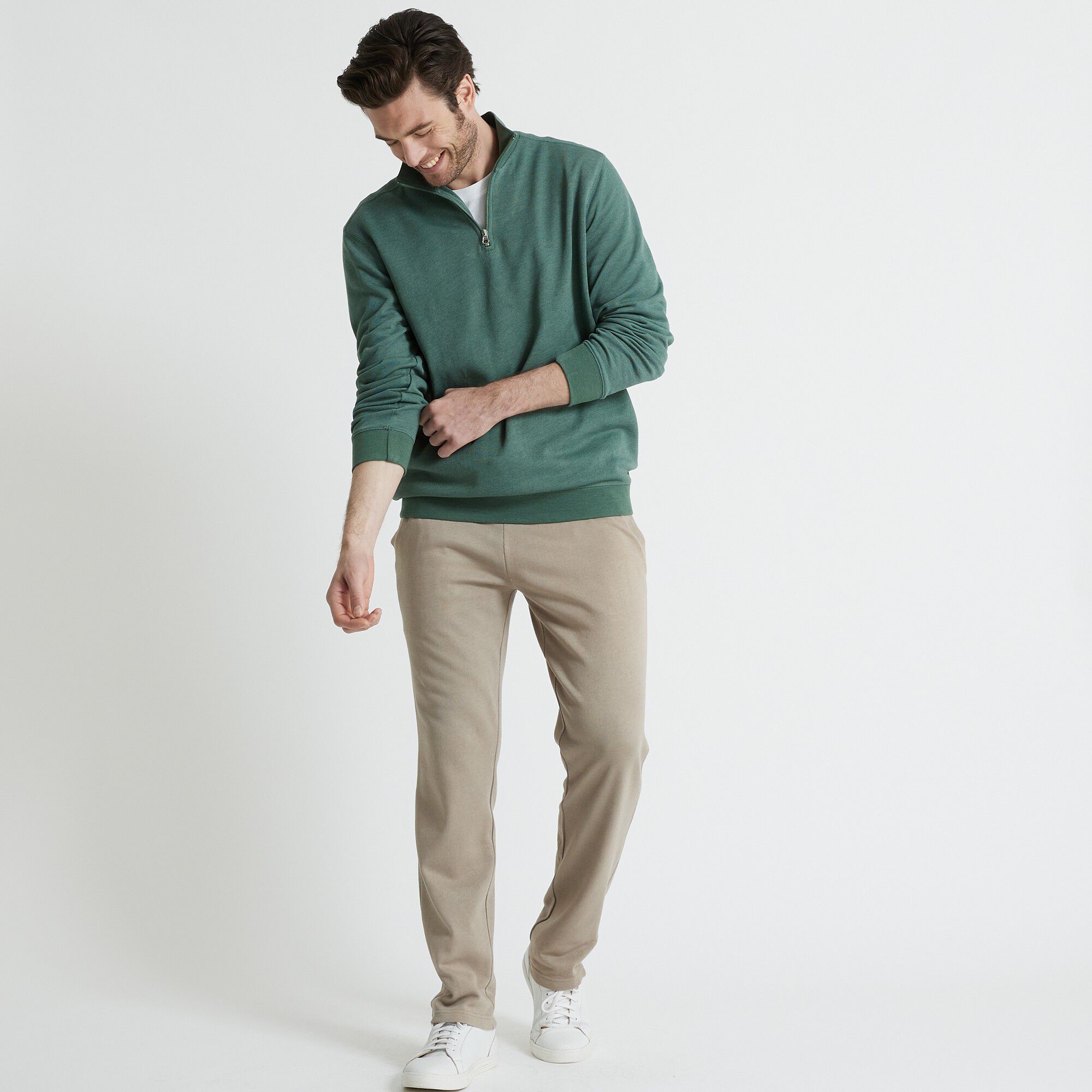 Sweat molleton col camionneur zippé