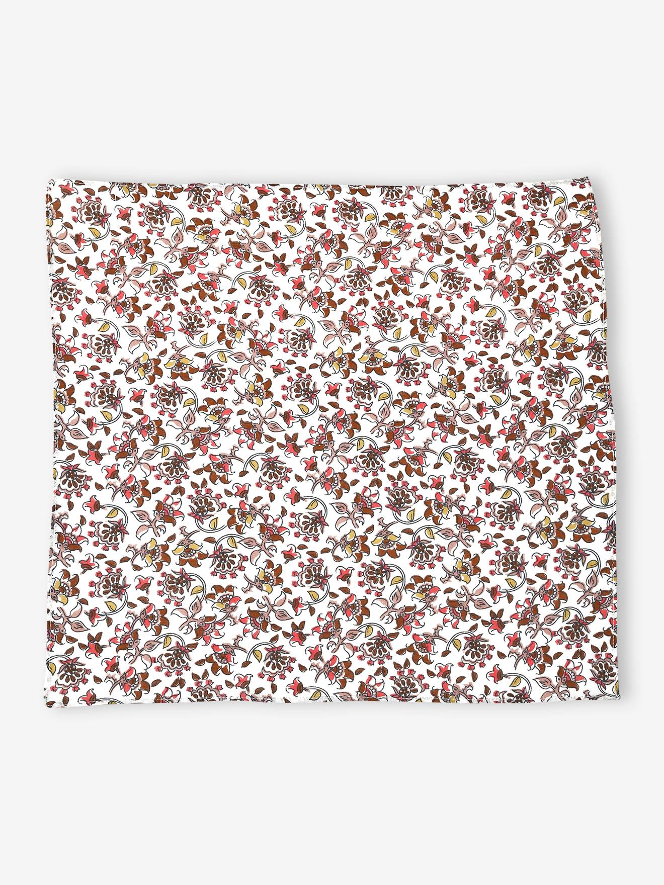 Foulard fleuri personnalisable bébé fille écru