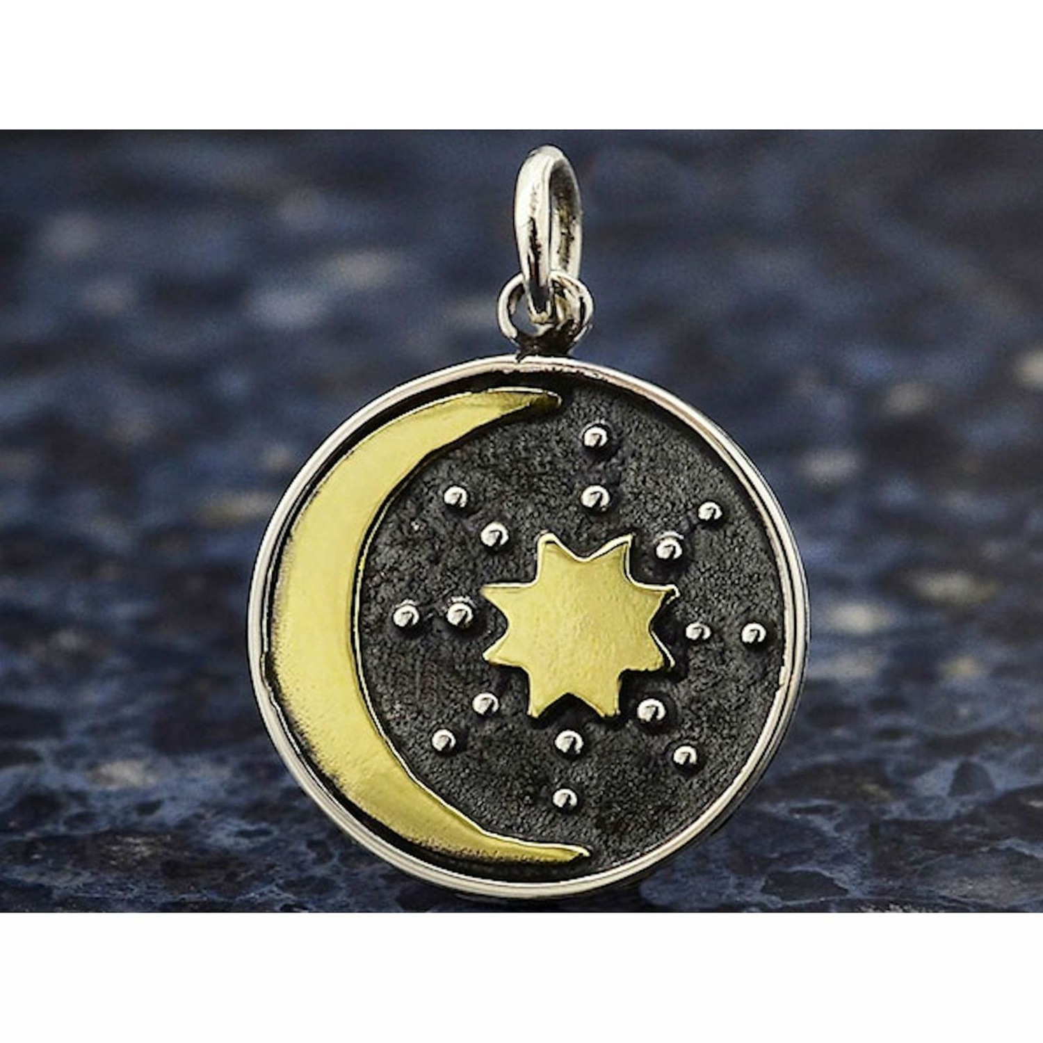 Kette mit Anhänger 'MOND und STERNENHIMMEL'