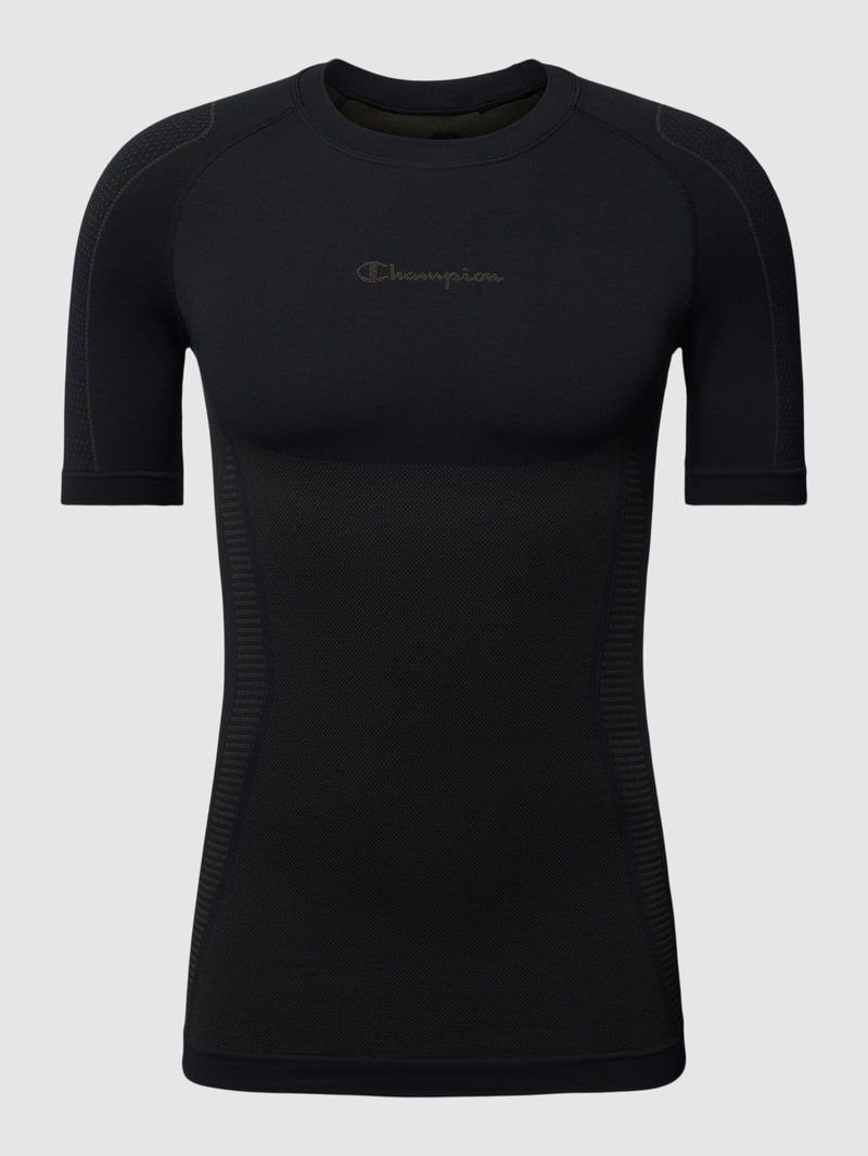 Atmungsaktives Thermoshirt mit Label-Print in dunkelgrau