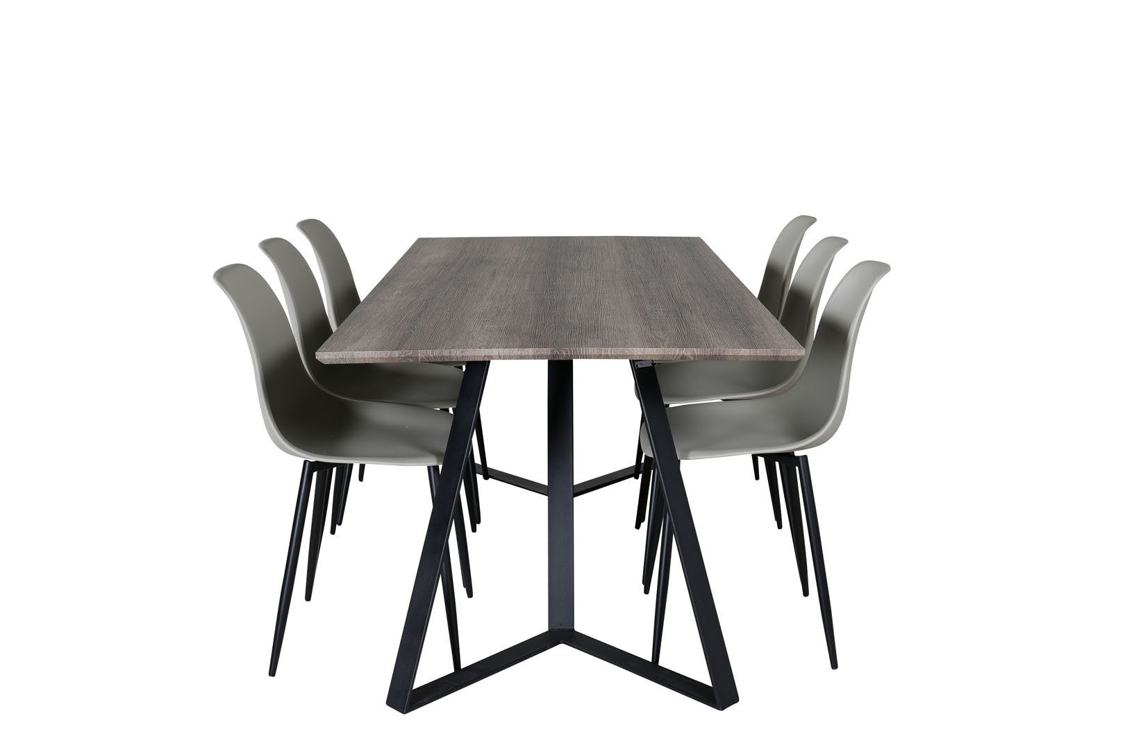 ebuy24 Essgruppe MarinaGRBL Essgruppe Esstisch El Holz dekor grau u, (7-tlg)