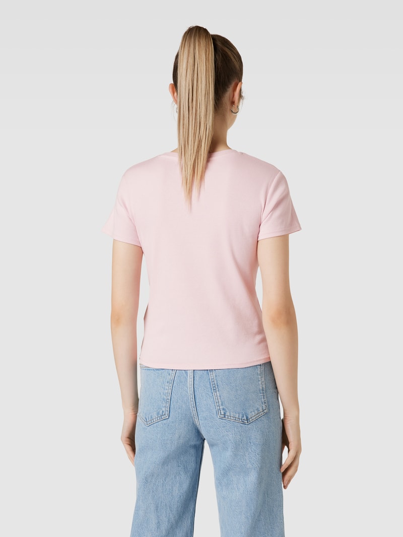 T-Shirt mit Label-Stitching in pink