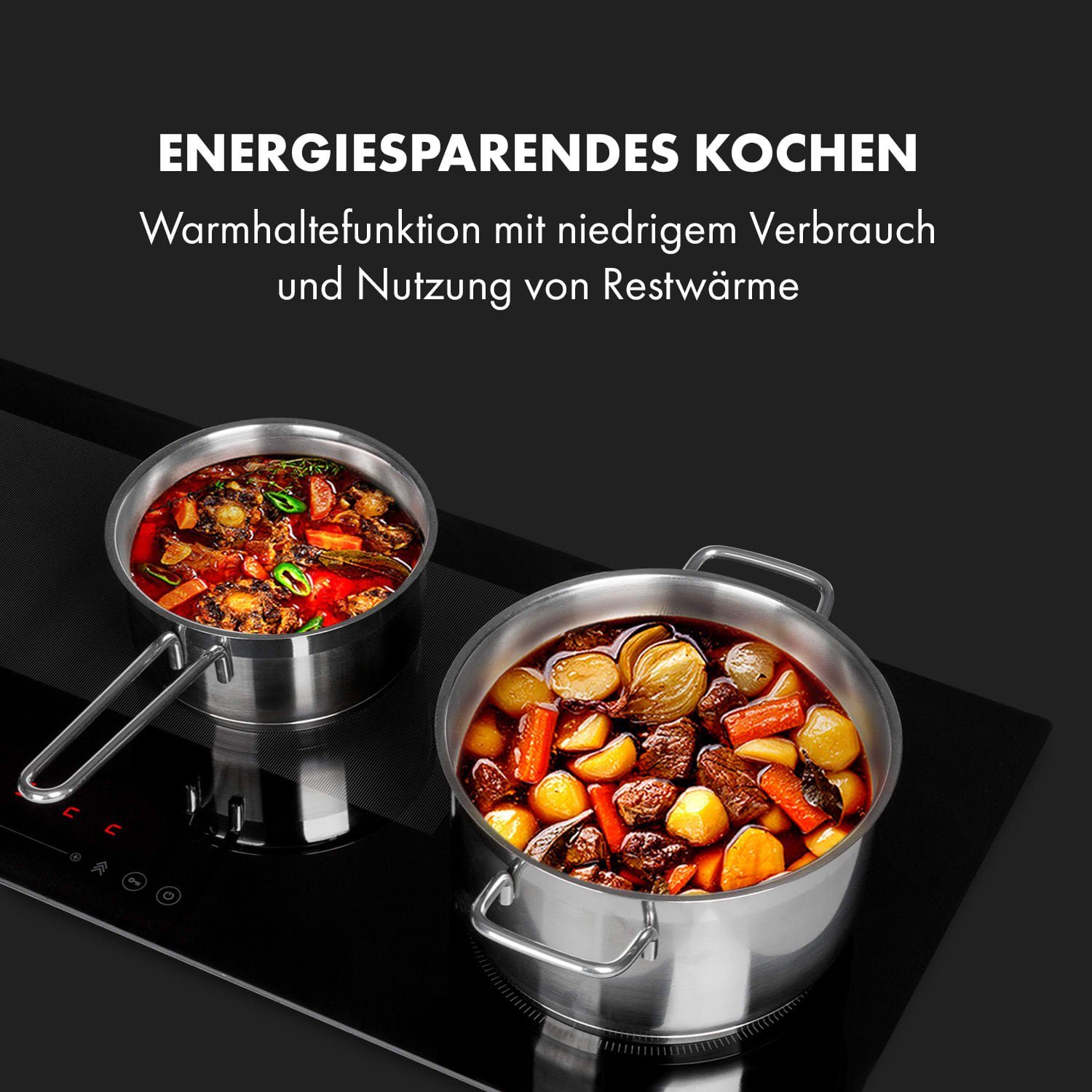 Klarstein Induktions-Kochfeld Delicatessa 90 Slim Einbaukochfeld Induktion 4 Zonen 7000W Autark CP11-Delicatessa-Sli, Einbau Induktionskochfeld 4 Platten Glaskeramik autark Kochfeld