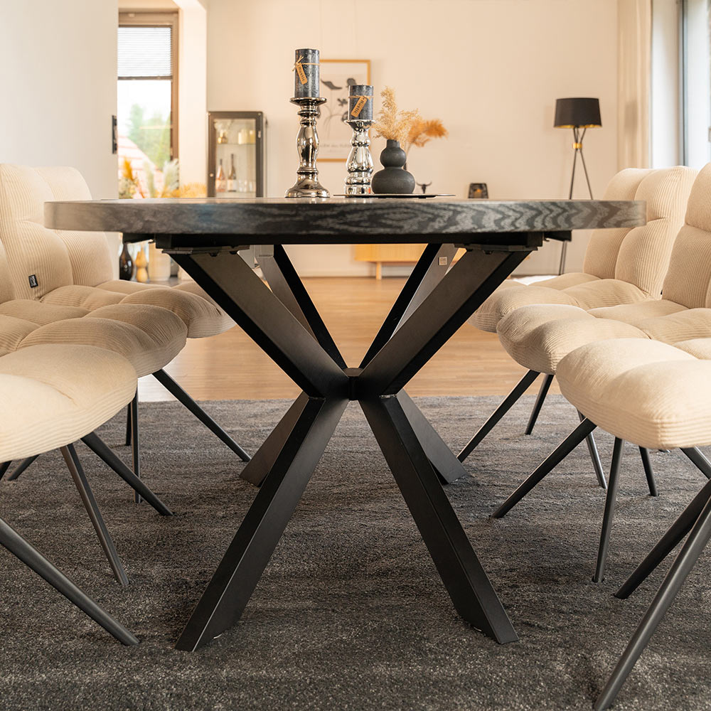 Home Deluxe HOME DELUXE Esstisch Rund Ausziehbar AVENTURA inkl. Sternfuß - 120 x 120 cm Dark Oak