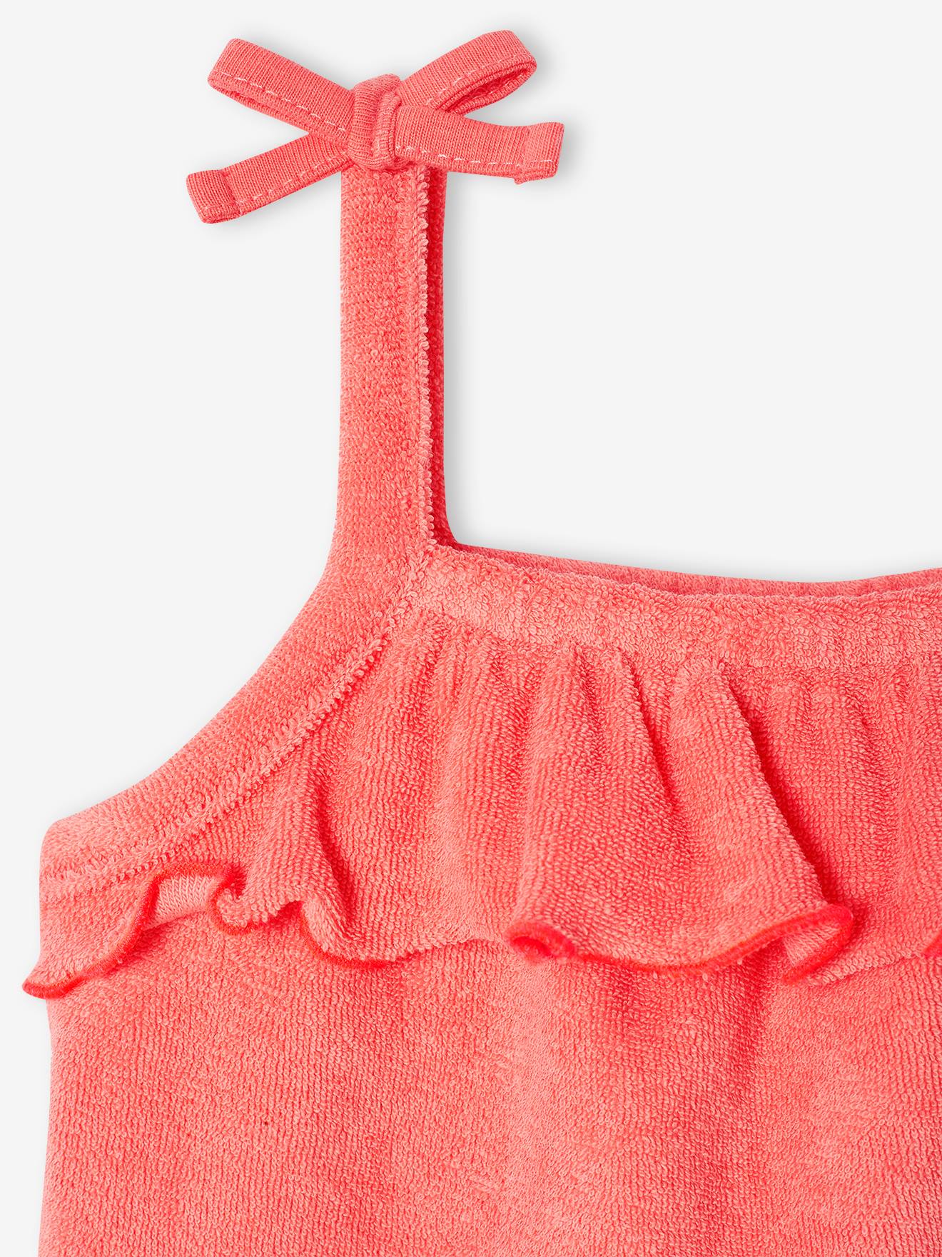Ensemble en éponge bébé top à bretelles et short corail