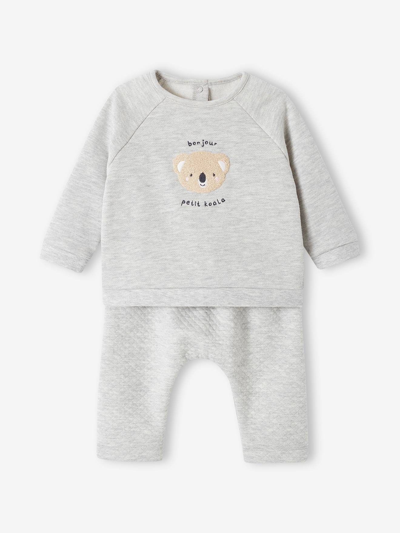Vertbaudet Baby-Set: Sweatshirt & Hose - grau meliert