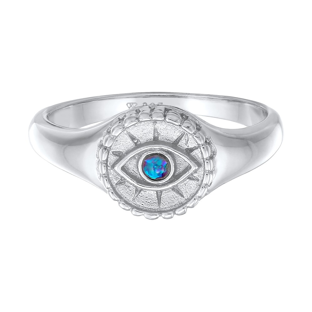 Elli Elli Bague Femmes Sceau Evil Eye avec opale synthétique en argent sterling 925 pl Bague