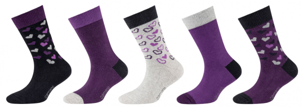Camano kids ~ Kindersocke 5er Pack ~ Hearts Purple