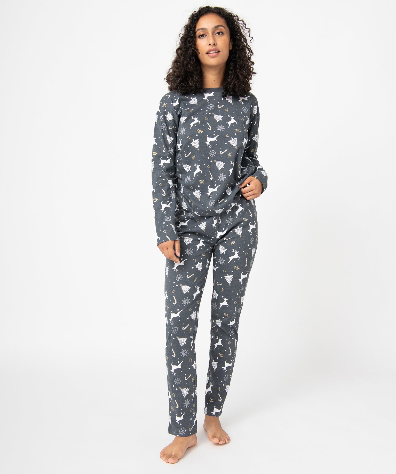 Pyjama femme avec motifs de Nol imprime | GEMO