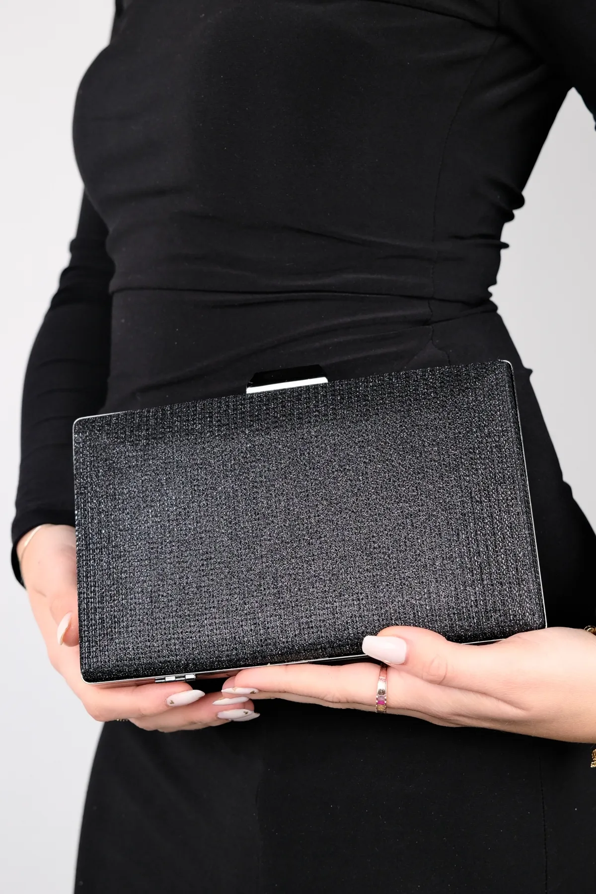 LuviShoes  HEROLD Schwarze Glitzer-Abendtasche für Damen