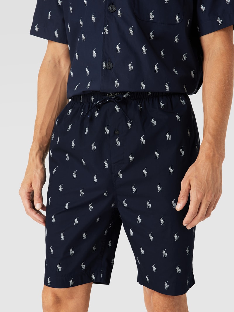 Pyjama mit Allover-Logo Modell 'AOPP WOVEN' in dunkelblau