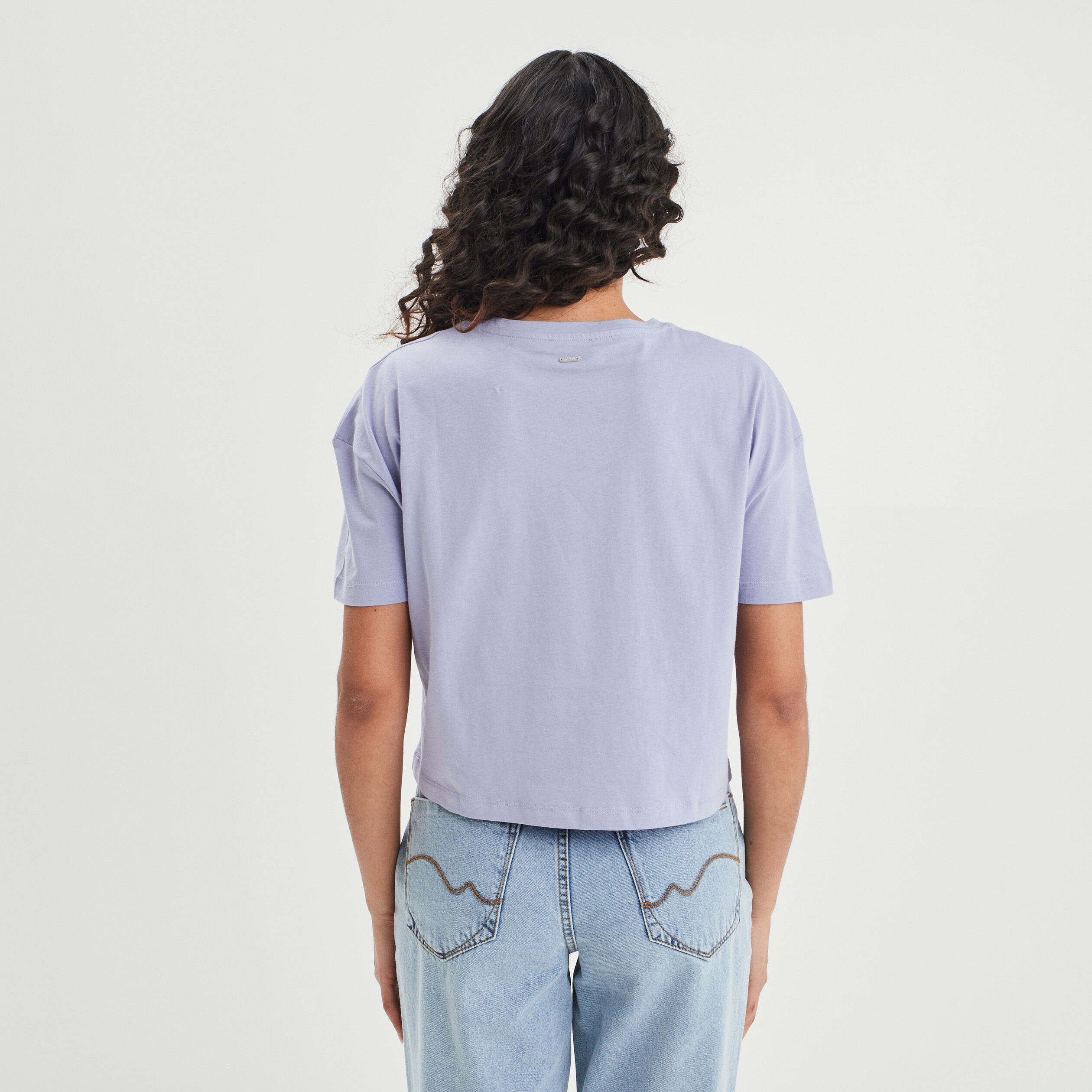 T-shirt cropped oversize Creeks mauve femme | La Halle